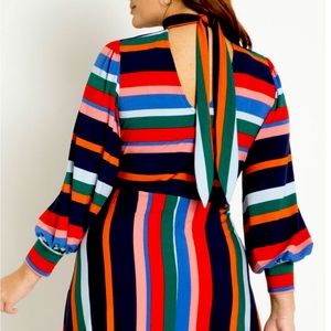 Eloquii A-line dress with puff sleeve